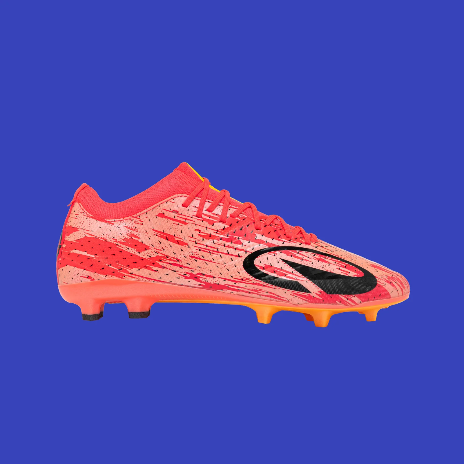 Pink Kipsta CLR Red Storm boot in profile, toe pointing right.