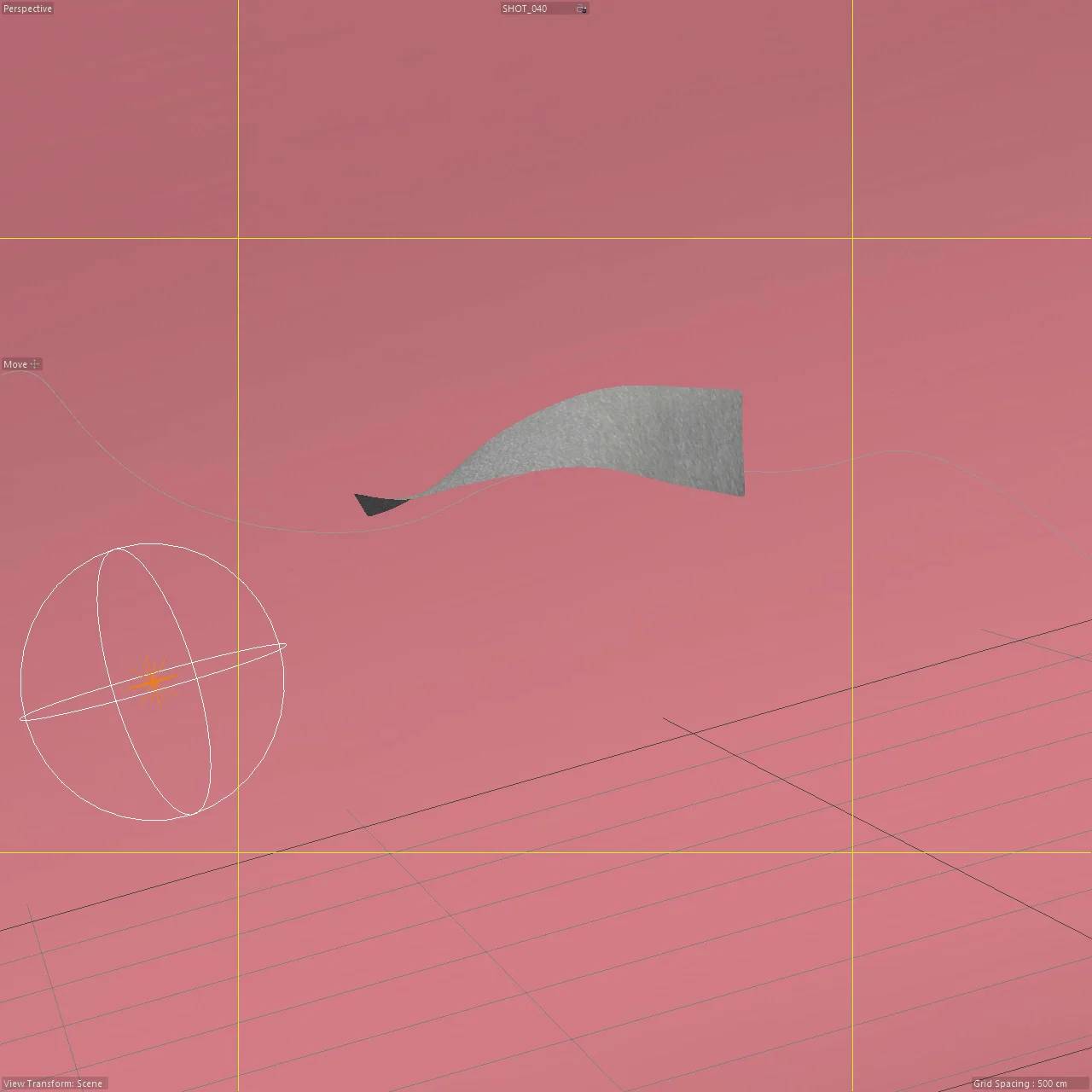Cinema 4D animatic still: wide shot of the receipt with scene guides.