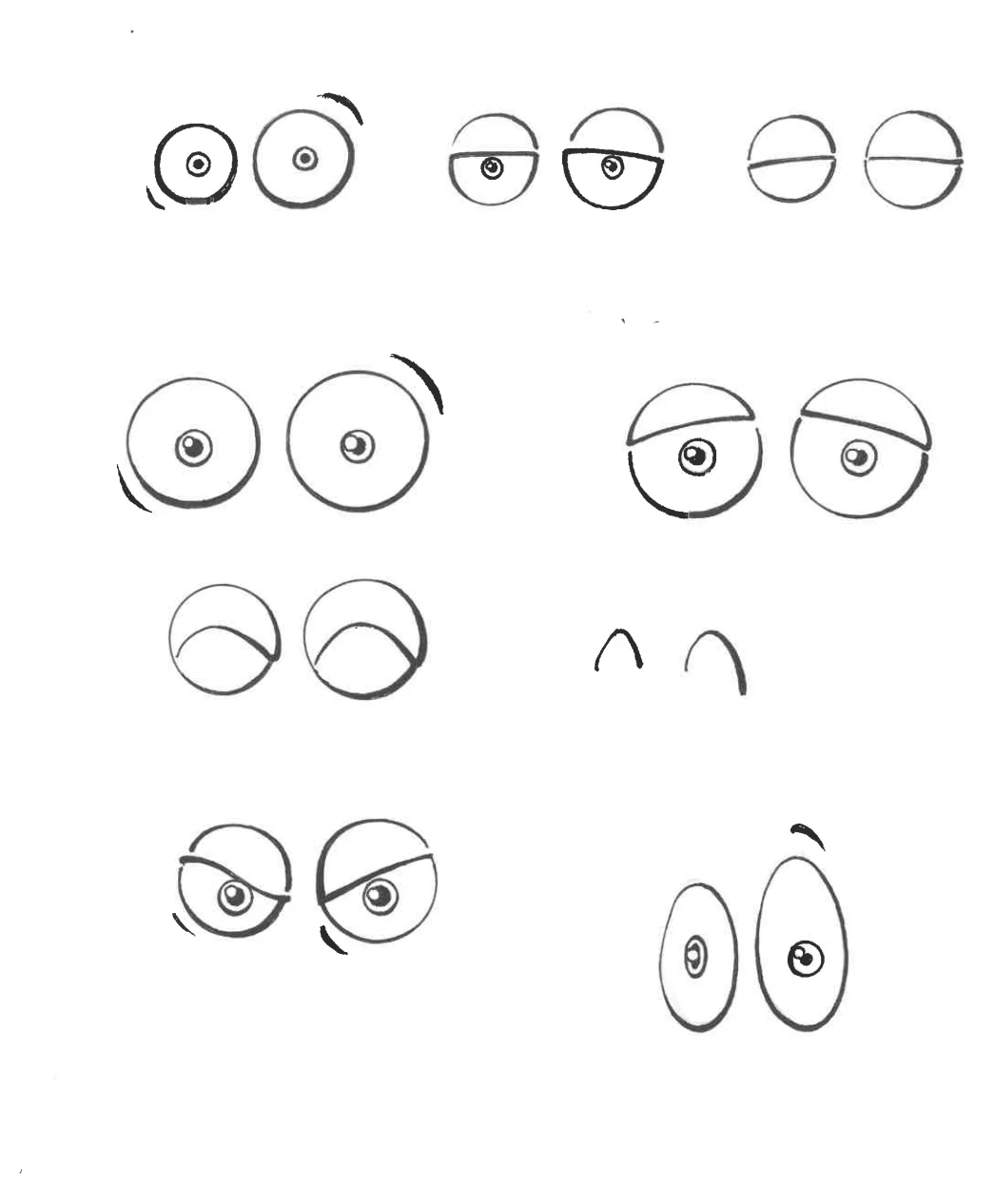 Bulle’s eye expressions: open, half-closed and closed eyes.
