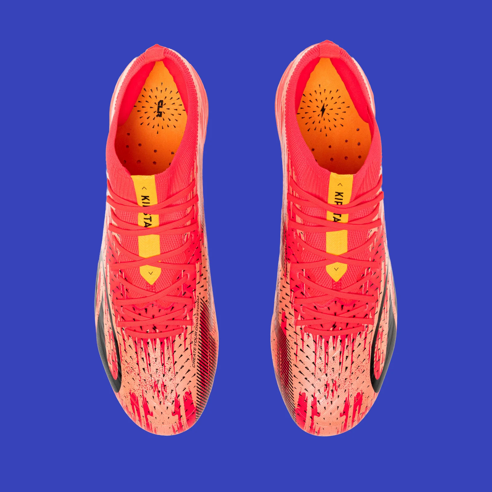 Top view of the pink Kipsta CLR Red Storm boots.