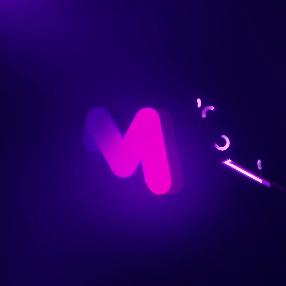 The M rotates while the letters enter on the right.