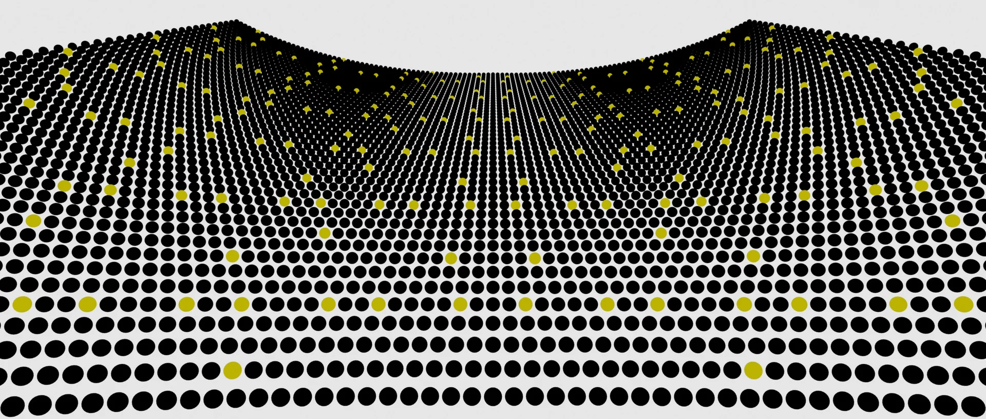 Intermediate Cinema 4D render: a dense surface of black and yellow dots.