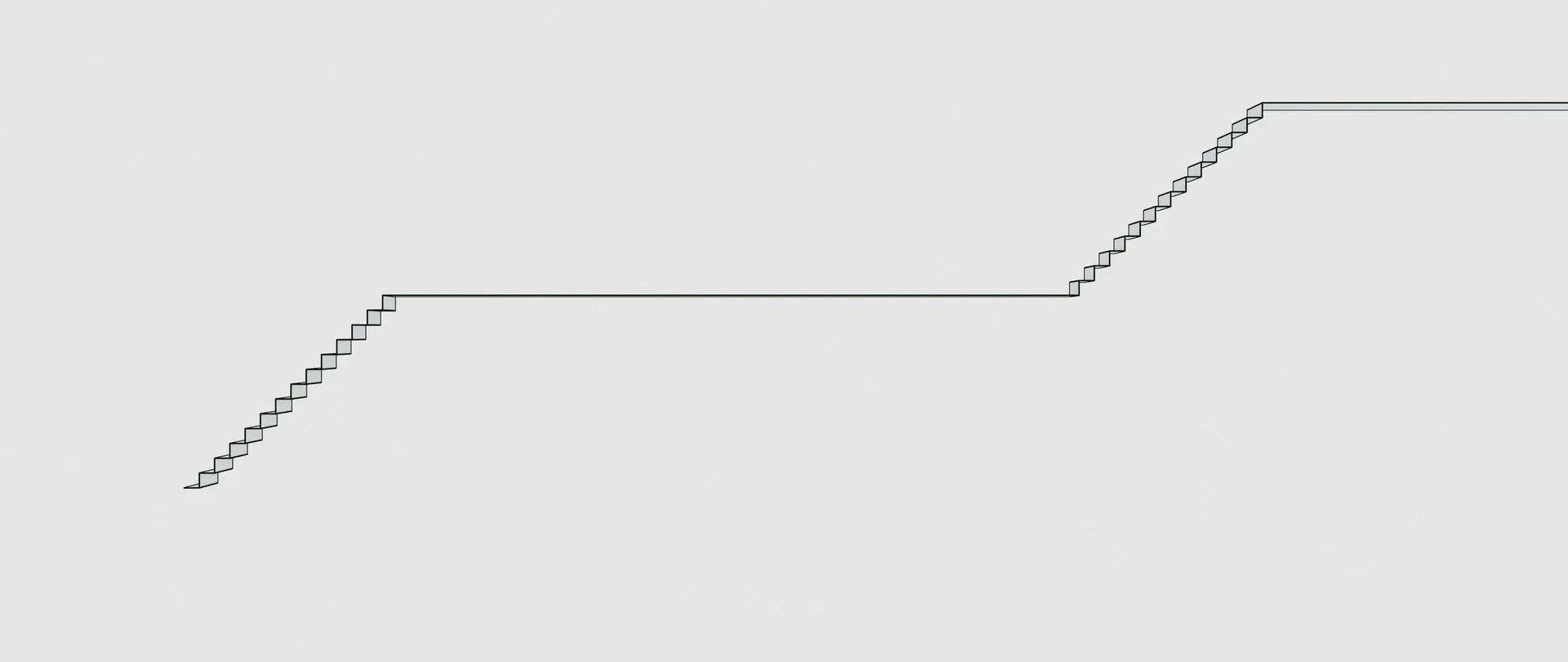 Intermediate Cinema 4D render: line-drawn stairs without the character.