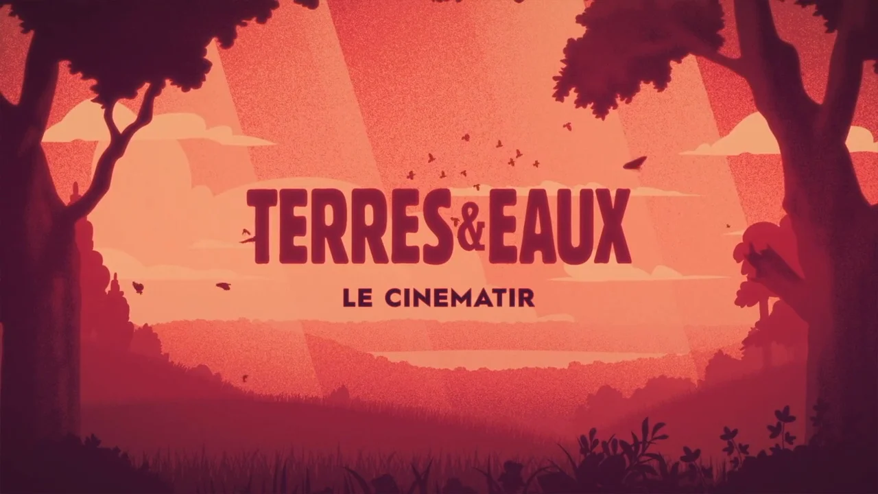 Le Cinématir, set in an illustrated woodland landscape in warm orange tones.