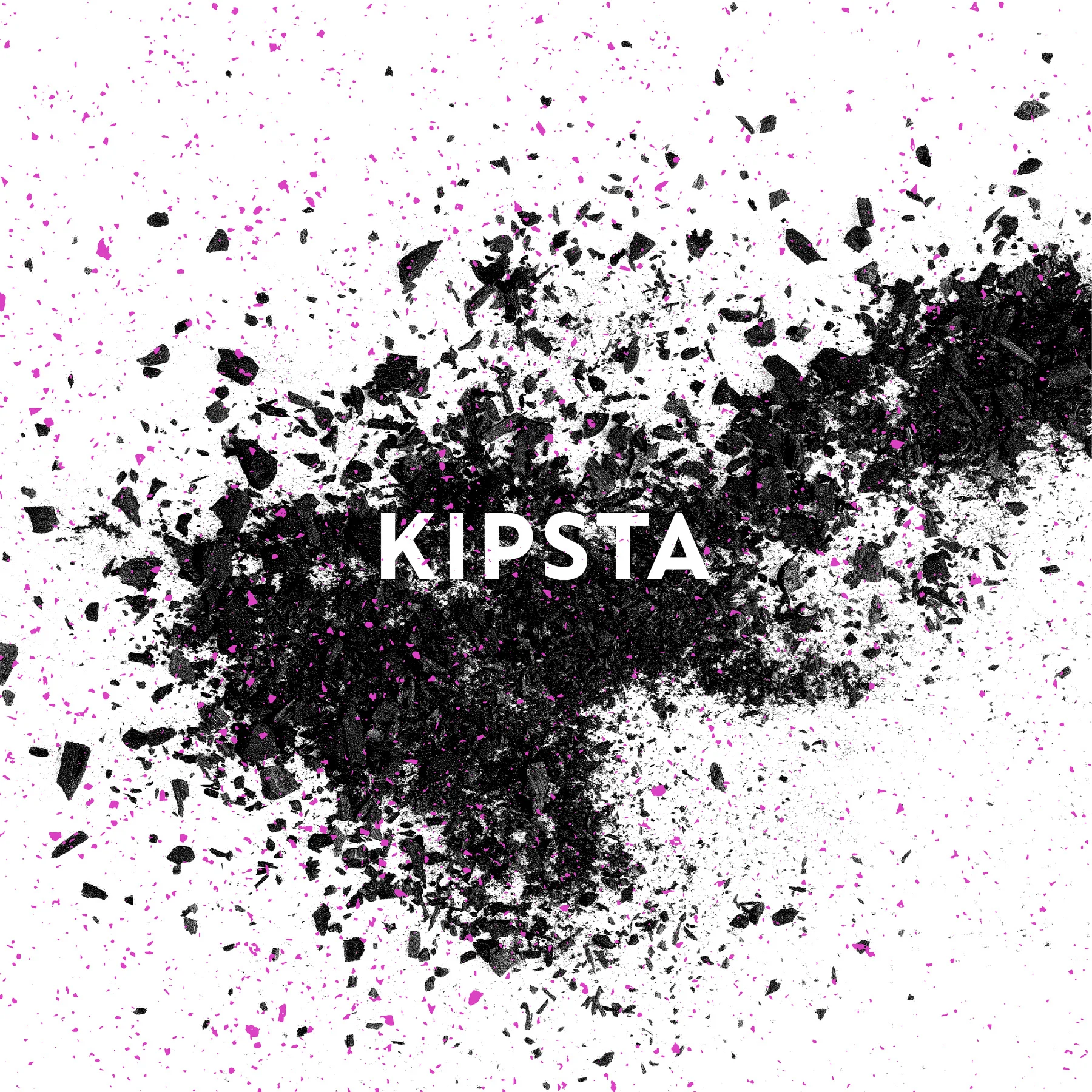 White Kipsta logo over a textured black background.