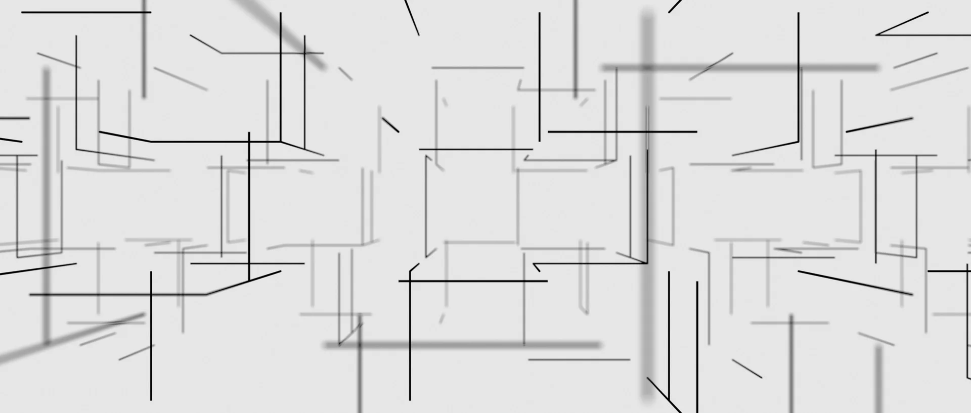Intermediate Cinema 4D render: fragmented lines distributed in depth.