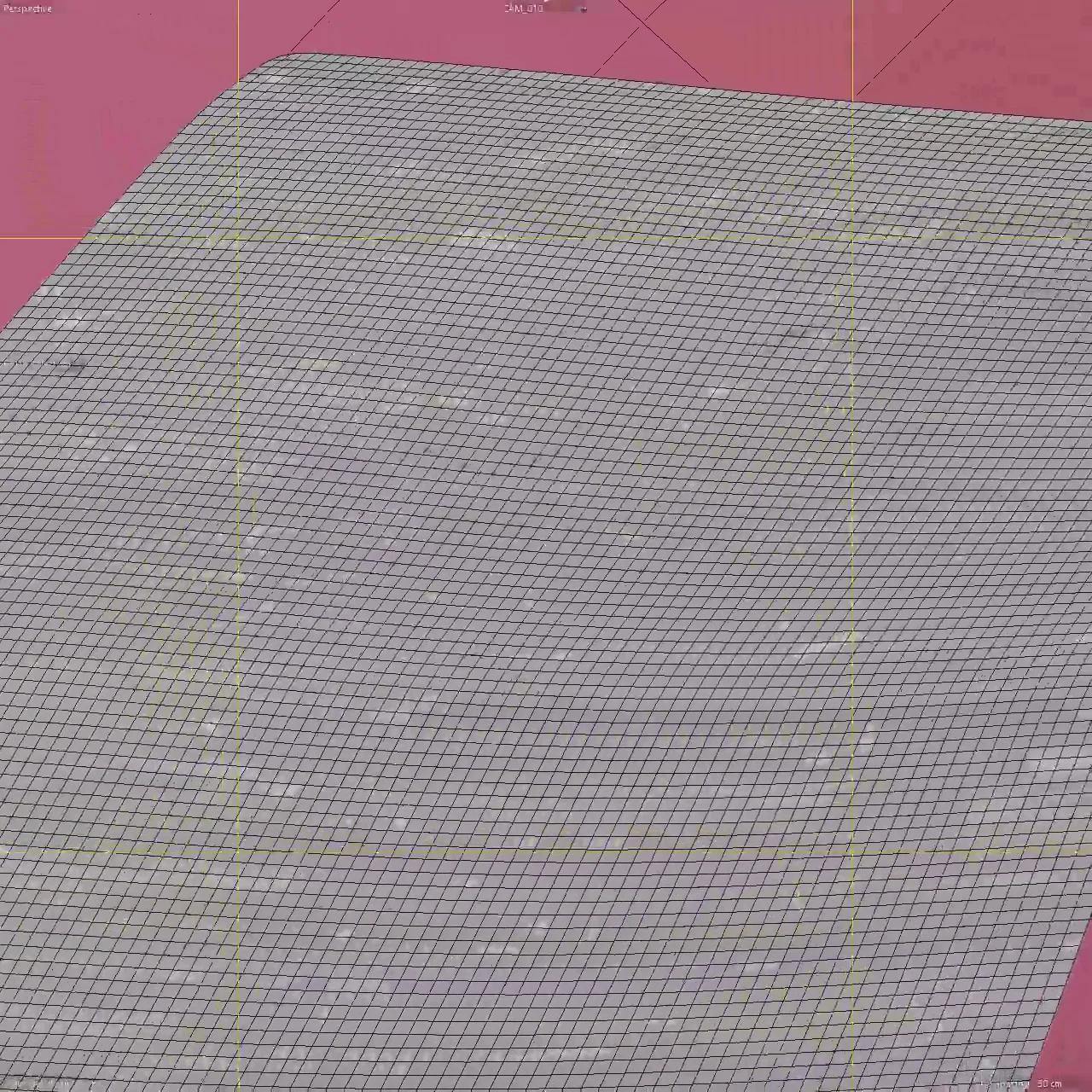 Cinema 4D animatic still: paper mesh and framing guides in close-up.