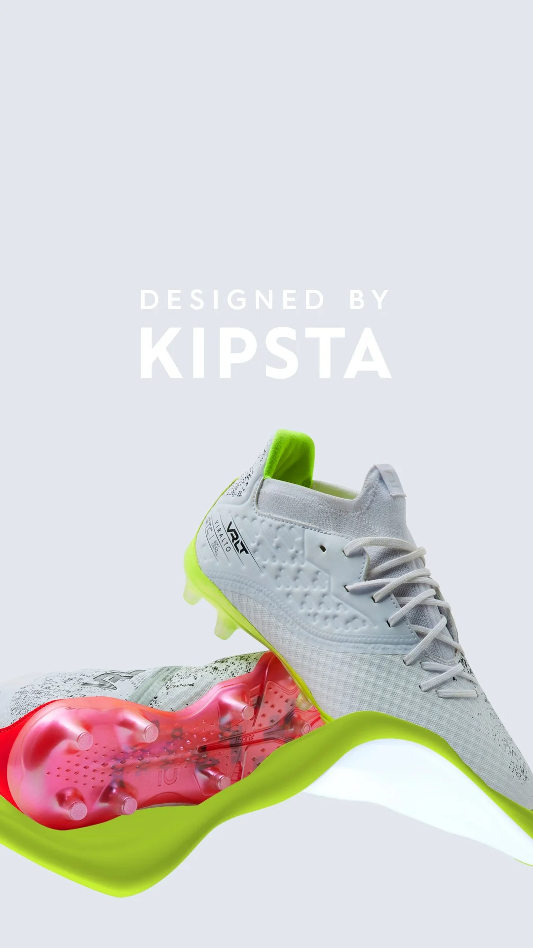 Storyboard, shot 17. Designed by Kipsta, pair of boots and green wave.