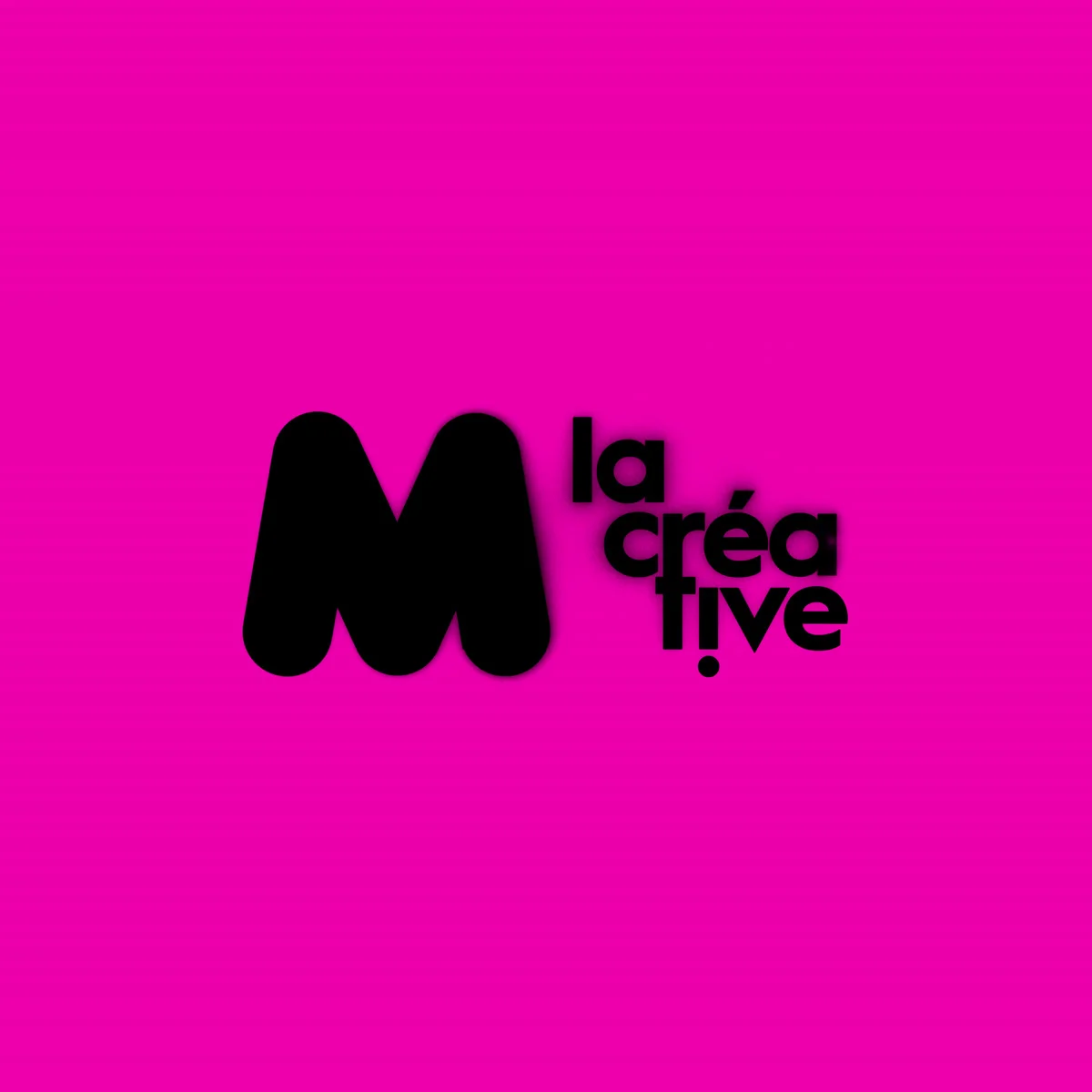 The M la Créative logo: black on pink.