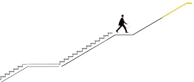 Preparation board: simple stairs and a yellow line at the top.