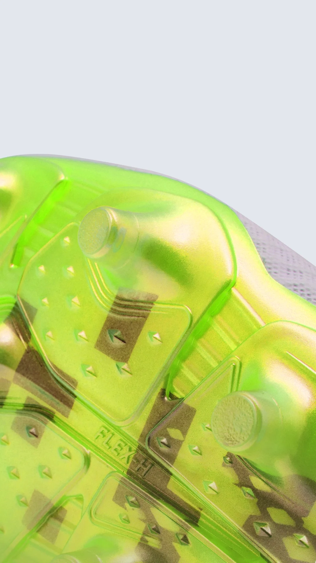 Storyboard, shot 06. Close-up of the fluorescent-green sole.