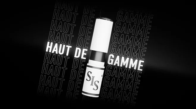 April storyboard: The cap opening between columns of HAUT DE GAMME (HIGH-END) lettering.