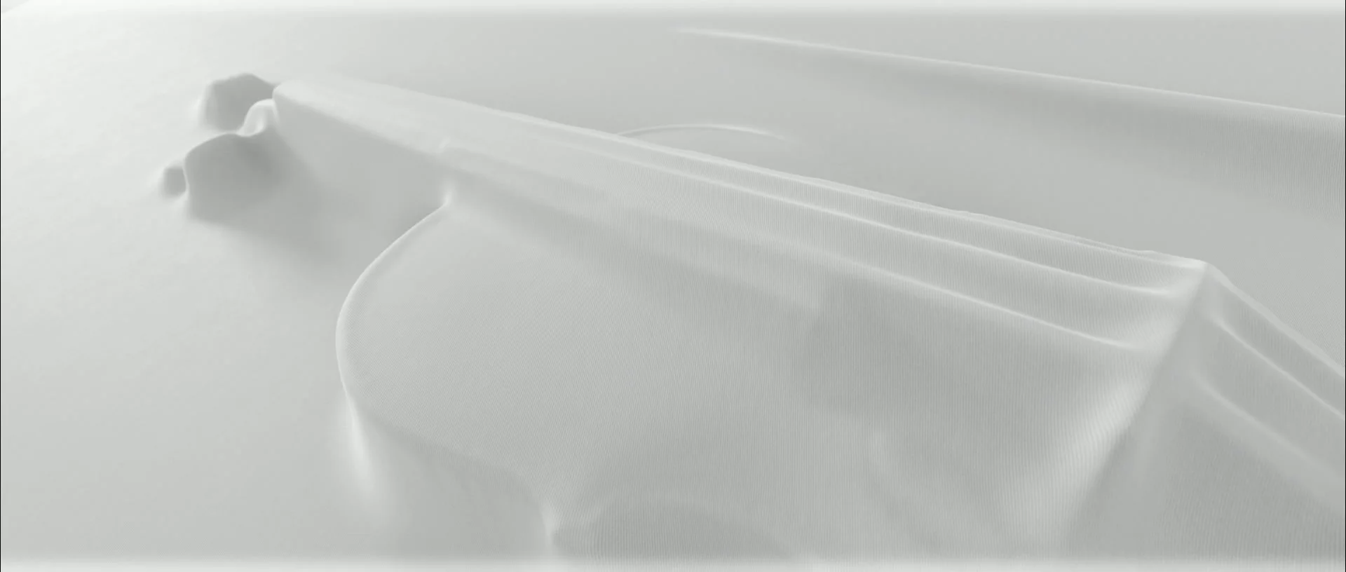 White strings and bridge emerging from a pale surface.