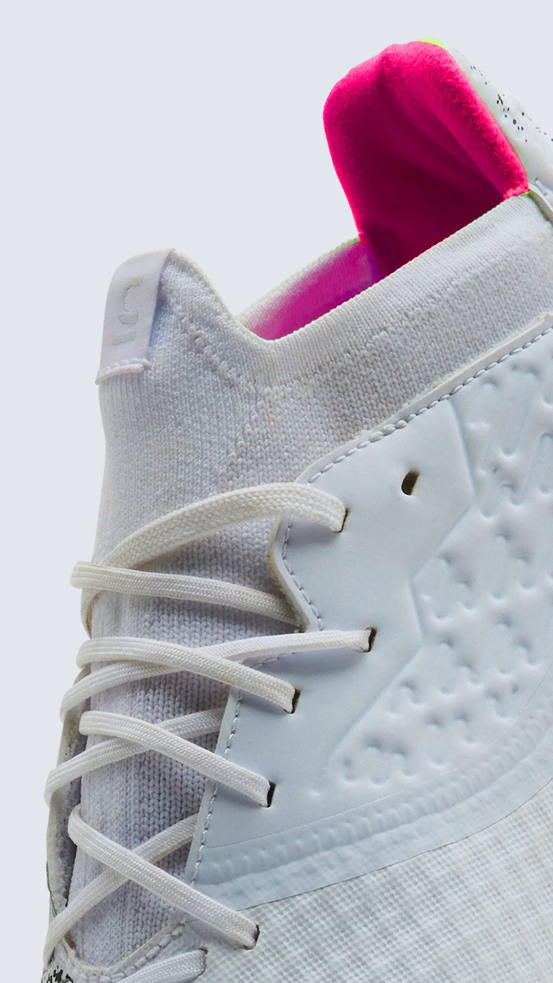 Storyboard, shot 10. Pink lining, eyelets and white laces.