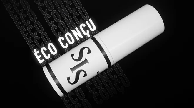 April storyboard: The stick rotating under diagonal rows of ÉCO CONÇU (ECO-DESIGNED) lettering.